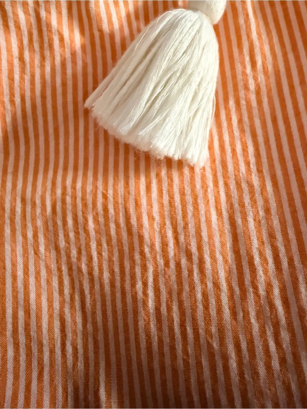 Tory Burch Peach Striped Pom-Pom Caftan Cover-Up